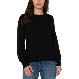 Womens Liverpool Los Angeles Long Sleeve Crew Neck Sweater With Transfer Rib Detail