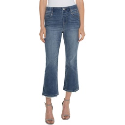 Liverpool Los Angeles Gia Glider Pull On Mid-Rise Crop Flare Stretch Denim Jean 25 1/2