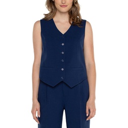 Womens Liverpool Los Angeles Vest with Welt Pockets Luxe Stretch Suiting