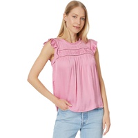 Liverpool Los Angeles Flutter Sleeve Top with Trim Detail Textured Sateen