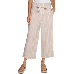 Womens Liverpool Los Angeles Pleated Crop Mid Rise Trouser with Self Belt