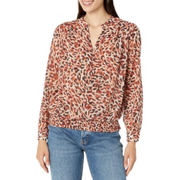 Liverpool Los Angeles Long Sleeve Woven Blouse with Smocked Waistband