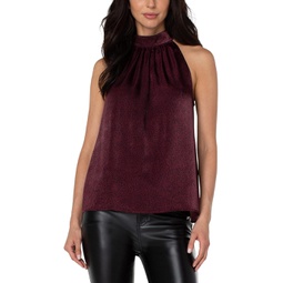 Liverpool Los Angeles Sleeveless Mock Neck Halter Top