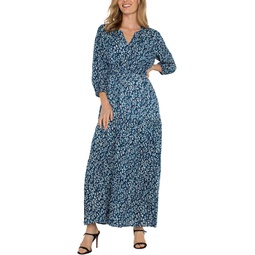 Womens Liverpool Los Angeles 3/4 Sleeve Tiered Woven Maxi Dress