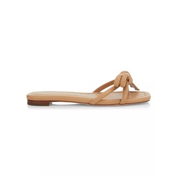 Hadley Leather Bow Flat Sandals
