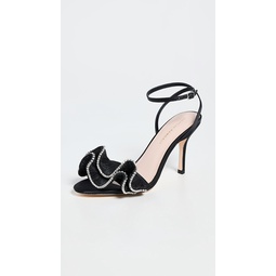 Estella Pleated Ruffle High Heel Sandals with Ankle Strap
