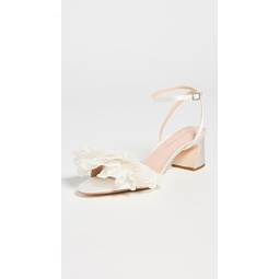 Aria Scalloped Ruffle Mid Heel Sandals with Ankle Strap