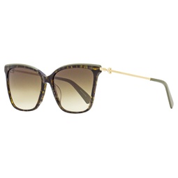 womens square sunglasses lo683s 341 tortoise/green/gold 56mm