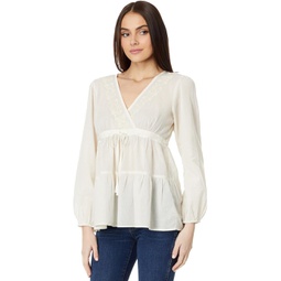 Womens Lucky Brand Embroidered Babydoll Top