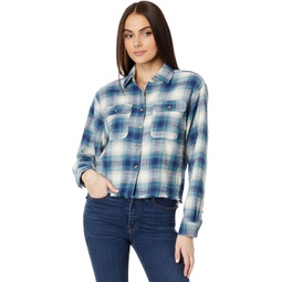 Womens Lucky Brand Raw Edge Cropped Plaid