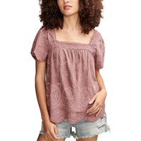 Lucky Brand Embroidered Flutter Sleeve Top