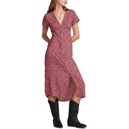 Lucky Brand Printed Button Front Midi Dress