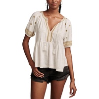 Lucky Brand Easy Embroidered Babydoll Top