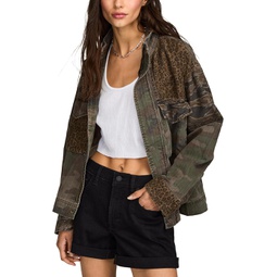 Lucky Brand Patchwork Camo Cropped Jacket