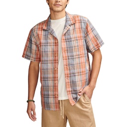 Lucky Brand Plaid Linen Camp Shirt