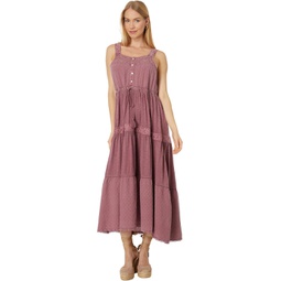 Womens Lucky Brand Lace Tiered Knit Maxi Dress
