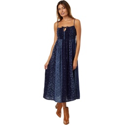 Womens Lucky Brand Indigo Tie Front Maxi Dress