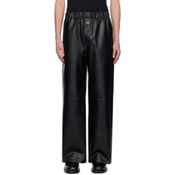 Black Elasticized Leather Pants 241388M189001