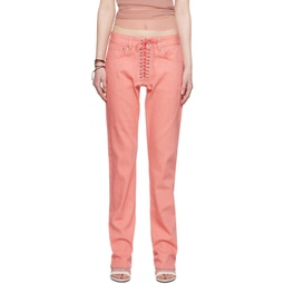 Pink Lace-Up Jeans 231388F069001