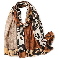 LumiSyne Leopard Print Scarf For Women Animal Print Cotton Linen Scarves With Tassels Long Scarf Lightweight Warm Shawl Stole