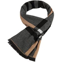 LumiSyne Premium Wool Scarf For Men Winter Business Style Classic Plaid Striped Print Soft Cashmere Long Scarf With Tassel