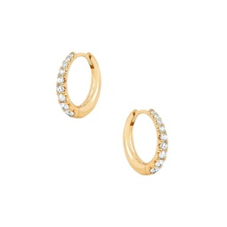 14K Goldplated Brass & Glass Crystal Huggie Hoop Earrings