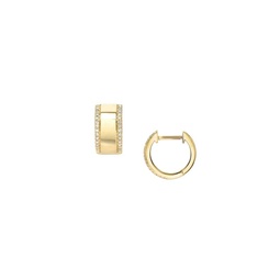14K Goldplated & Crystal Wide Huggie Hoop Earrings