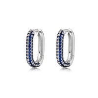 pave chain link huggies- blue sapphire- silver