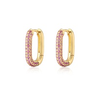 pave chain link huggies- pink- gold