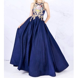 boho ball gown in navy