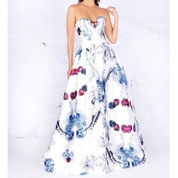 printed ball gown in diamond white