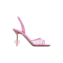 Pink Heart Embellished Sandals 231404F125031