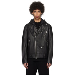 Black Magnus CN Leather Jacket 241015M181003