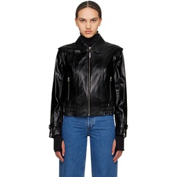 Black Amoree Leather Jacket 241015F064005