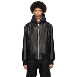 Black Easton Reversible Leather Jacket 241015M181002