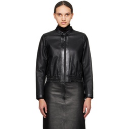Black Noelia Leather Jacket 241015F064007