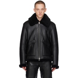 Black Kristian Leather Jacket 232015M181000