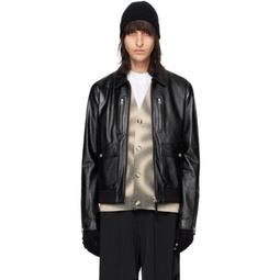 Black Chance Leather Jacket 241015M181000