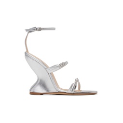 Silver Inverted Wedge Heeled Sandals 241533F125006