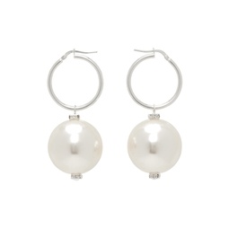 Silver   White Mini Hoop Pearl Earrings 241533F022003