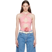 Pink Twisted Cutout Bodysuit 231533F107002