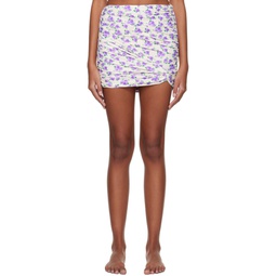 White   Purple Draped Swim Skirt 231533F090004