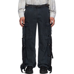 Black Strap Cargo Pants 241516M188001
