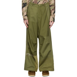 Green Patchwork Trousers 232983M191005