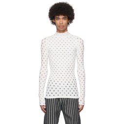 White Perforated Turtleneck 241370M205001
