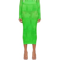 Green Logomania Midi Skirt 231370F090000