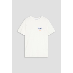 Embroidered cotton-jersey T-shirt