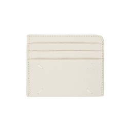 Off White Grained Card Holder 232168M163054