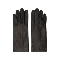 Black Four Stitches Gloves 232168F012008