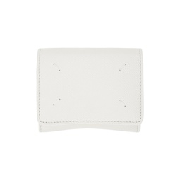White Four Stitches Wallet 232168M164026